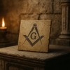 Ancient Stone Masonic Coaster – Freemasonry Emblem | Square &