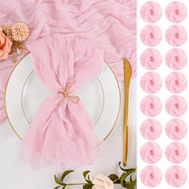 100 Pack Pink Cheesecloth Napkins 20x20 Inch Cloth Napkins Bulk Rustic Boho Gauze Dinner Napkin Cloth Washable Table Napkin for Wedding Party Bridal Baby Shower Table Decor(Pink)