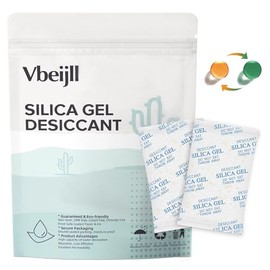 Vbeijll Premium 5 Gram 50 Pcs Desiccant Silica Gel Packets with Color Indicating - High Quality Gel Silica Packets for Moisture Control, Rechargeable Moisture Absorbers - Ideal for Storage