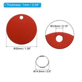 PATIKIL Aluminum Stamping Blanks 1.4 Inch, 10Pcs Round Metal Engraving Blank Discs Sublimation ID Name Tags Dog Tag with Key Rings for DIY Craft Engraving, Red