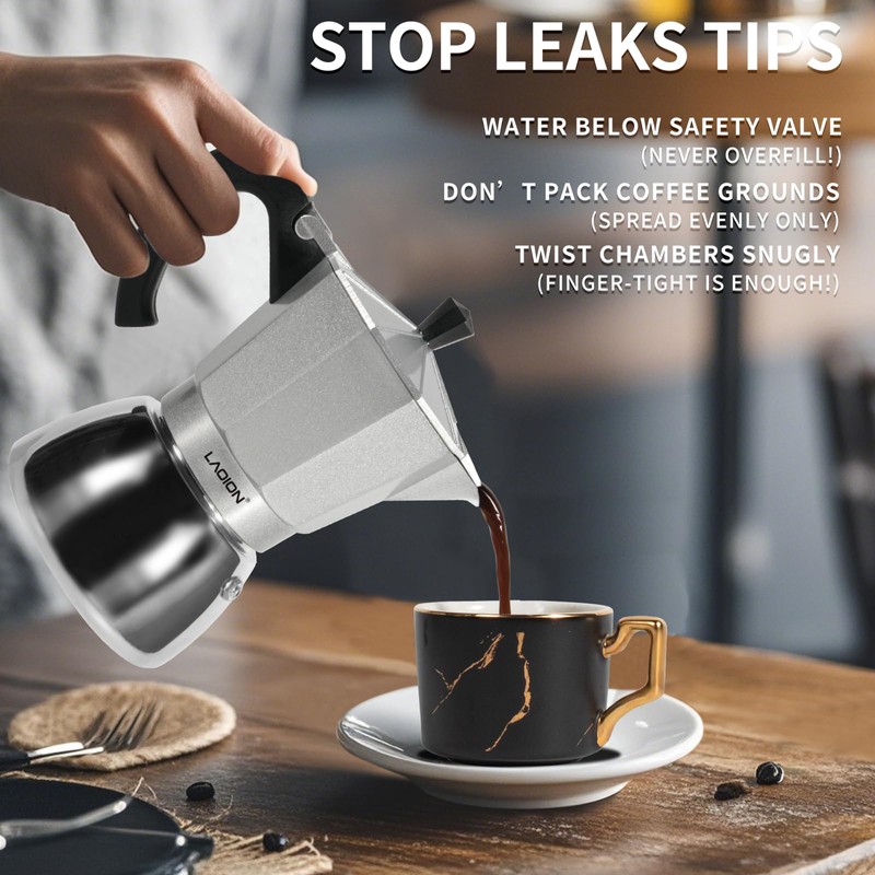 LAOION Stovetop Espresso Maker, 6Cup Moka Pot, Espresso Machine Compatible