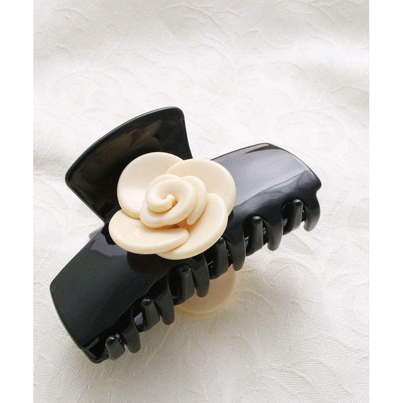 VINGTAINE H7401-BE Camellia Design Hair Claw Flower Flower Hair Accessory