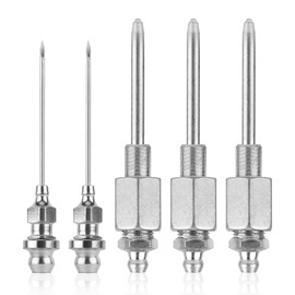 5pcs Grease Gun Needle Nozzle Kit, 3 Grease Gun Needle Dispensers & 2 Injector Needles Stainless Steel Grease Gun Nozzle Adapter Tip Fitting Tool for Narrow Space & Deep Hole Metal Accessories Set