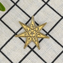 Seven-Pointed Star Celestial Rune Enamel Pin - Theme Series - Enamel Lapel Pin - Plated Badge for Clothing, Bags, and Lanyards