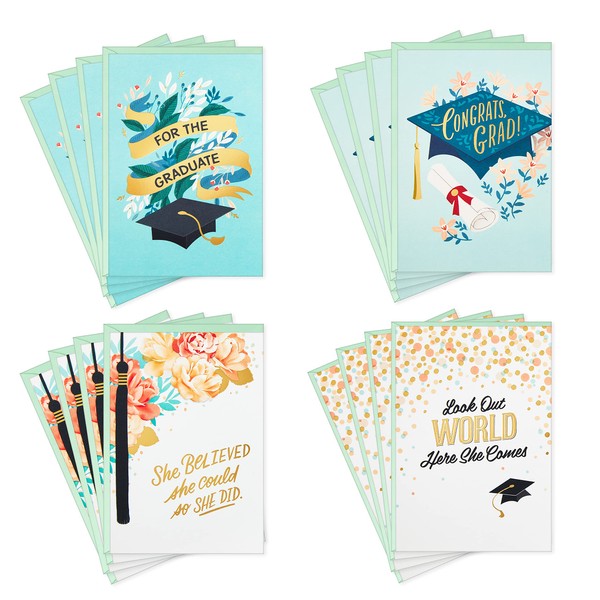 Hallmark Graduation Cards Assortment for Her, She Believed She Could (16 Cards and Envelopes, 4 Designs)