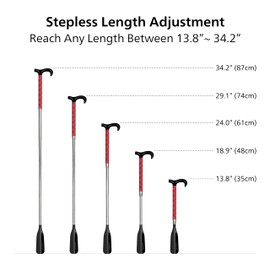 bonfaran Premium Shoe Horn Long Handle, 14"- 35” Telescoping Stainless Steel Shoe Horn, Adjustable Length, Portable Shoe Horn, Extendable Long Shoe Horn for Seniors Pregnant Women Kids (RED)