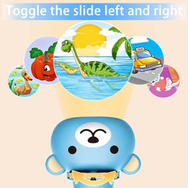 Projector-Flashlights Educational-Learning Interactive Toy - Cute Blue Toddler Flashlight Color Bear Projector with 80 Patterns for Kids Girls Boys Age 3 4 5 6 7 Year Old Cognition Bedtime Education