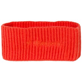 styleBREAKER 04026068 Women's Knitted Headband with Ribbed Pattern, styleBREAKER Logo Stick, Warm Winter Headband, Colour: Orange