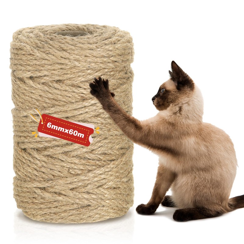 Starvortex 60M Sisal Rope for Cat Scratcher, 6MM Diameter Thick