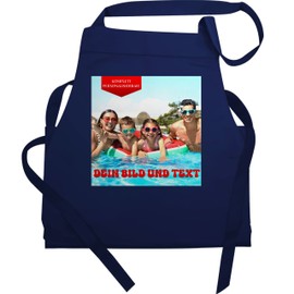Geschenk mit Namen personalisiert by Shirtracer - Apron - Picture Text Adult - Own Photo, 3 Navy Blue