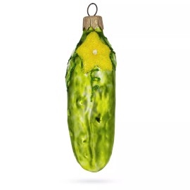 BESTPYSANKY Cucumber with Vine Mini Glass Christmas Ornament