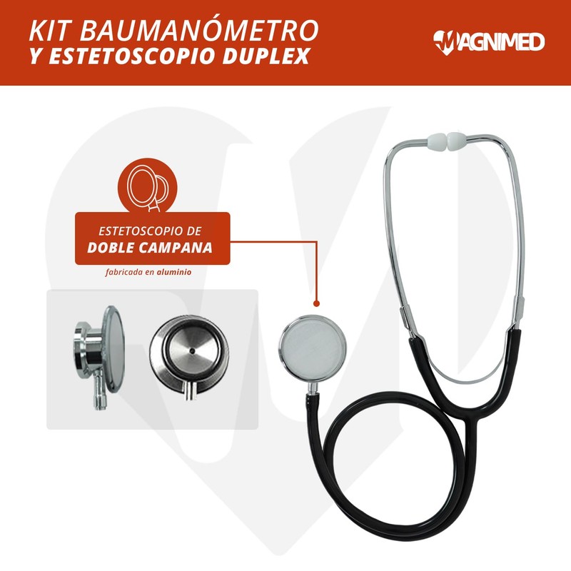 Kit Baumanómetro y Estetoscopio Profesional DUPLEX de Doble Campana con