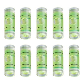 Hegebeck Small Cylindrical Bubble Spirit Level Vials 8×23mm/0.3×0.9 Inch PMMA Frame Mural Hanging Measuring Instruments Layout Tools 10 Pcs