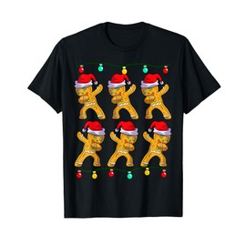 6 Dabbing Ginger Bread Xmas Lights Kids Girls Boys Christmas T-Shirt