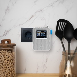 Blaupunkt PDB 200 Socket Radio FM/DAB/DAB+ Socket Radio Bathroom, Kitchen & Bedroom - Bluetooth DAB Radio Socket 2.4 Inch Colour Display with Alarm Clock and USB Charging Socket