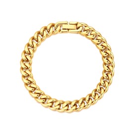 Philip Jones Men's 9mm Gold Plated Stainless Steel 7.5 Inch Curb Chain Bracelet