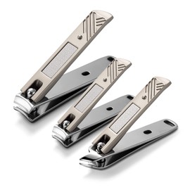 BEZOX Set of 3 Nail Clippers (Straight/Curved/Bevelled Blade) Made of Stainless Steel for Thick Nails, Nail Trimmers, Nail Scissors, Sharp & Smooth Cut, Suitable for Toenails and Fingernails
