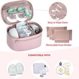 Fasrom Bolsa de extracción de leche portátil compatible con Elvie, sauce y bomba Medela en estilo, funda de transporte portátil con alfombrilla impermeable para viajes de madres trabajadoras, rosa (solo bolsa, pendiente de patente)