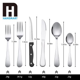 Unbranded 48-Pieces Stainless Steel Flatware Set with Steak Knives - 48 pcs flatware set