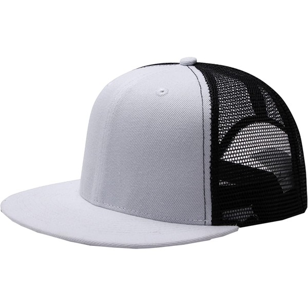 White Fang CA478 Men's Hat, Plain, Mesh, Flat Brim Cap,