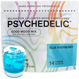 Easy Alcohol Alternative with Buzz - Calming Kava Drink Mix (14x5.5g) Flavored Kava Powder - Calming Drink Powder Packets - Easy Open Single Serving Drinks - 14 Calm Packets - Blue Raspberry