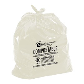 Aluf Plastics Biodegradable Compost Bags - 33 Gallon (50ct) ATSM #D6400 Approved - 100% Biodegradable for Industrial and Commerical Composting