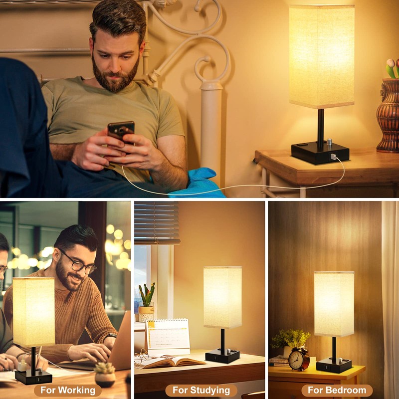 aooshine Fully Dimmable Nightstand Lamps Set of 2 - Table