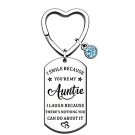 QMVMV Auntie Gifts Auntie Keyring Christmas Thanksgiving Birthday Funny Gifts for Auntie from Niece Nephew