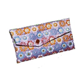 Nishijin Woven Prayer Beads with Prayer Beads Bag, Kyoto Prayer Beads, Kyoto Buddhist Buddhist Dharma Shureren, Medium Flowers, Small Flower Arrangement (Light Purple))