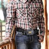 Western Cowboy Initial Letters A-Z American Flag Belt Buckle for