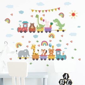 WOHAHA Wall Sticker, Train, Car, Cute, Animal, Children's Room, Kindergarten, Wall Decor, Wall Sticker, Dinosaur, Elephant, Rainbow, Cloud, Wall Sticker, Children's Room, Nursery, Children's Room,