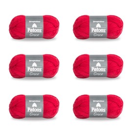 Patons Grace Cardinal Yarn - 6 Pack of 1.75oz/50g - Cotton - 3 DK - 136 Yards - Knitting/Crochet