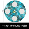 YINRON Square Glass Mosaic Round Table Cloth Turquoise Blue Asian