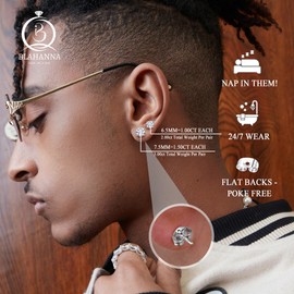 Moissanite Stud Earrings 18K White Gold Plated Brilliant Round Cut D Color VVS1 Clarity Lab Created Moissanite Earrings Sterling Silver Earring Hypoallergenic Earrings for Women Men 5