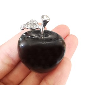 Lovionus89 Natural Black Obsidian Apple Statue, Healing Crystal Figurine Sculpture Home Ornament Wedding Decoration 3cm