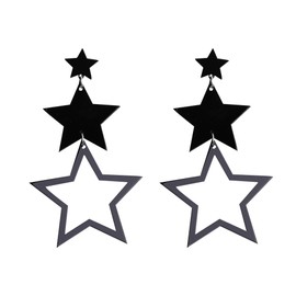 YISXVD Multilayer Acrylic Big Star Stud Earrings for Women Colorful Neon Geometric Pentagram Dangle Earrings 80s Party Jewelry, Large, Acrylic, No Gemstone