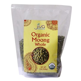 Jiva Organics Organic Mung Beans Whole 2 LB Bag - Green Moong Bean - Perfect for Cooking & Sprouting