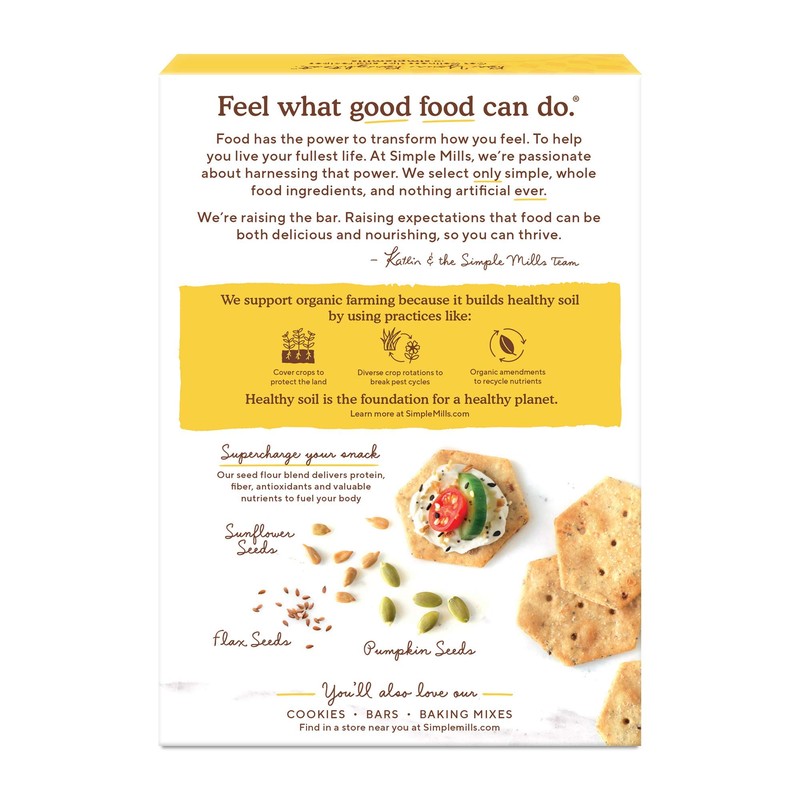 Simple Mills Organic Seed Crackers, Everything - Gluten Free, Vegan,