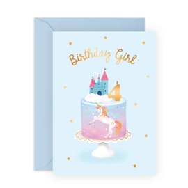 CENTRAL 23 4 Year Old Girl Birthday Card - Unicorn Theme