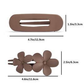 6 Flat Hair Clips, Double Floral Flat Matte French Fashion Women'S Accessories. There Are Two Shapes Suitable For Coarse Hair And Fine Hair