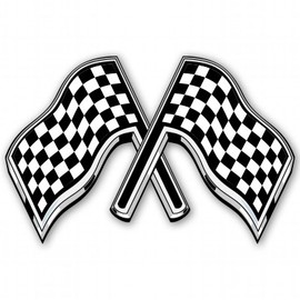 Racing Flags Pair Vinyl Sticker - Car Window Bumper Laptop - Select Size