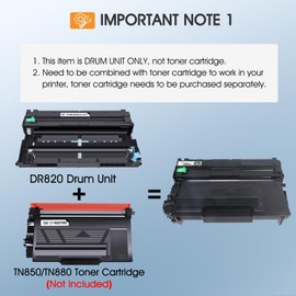 DR820 DR-820 DR 820 Drum Unit Black Compatible for Brother DR820 HL-L6200DW Drum Unit for HL-L6200DW HLL6200DW L6200DW MFC-L5850DW MFC-L5900DW MFC-L5700DW HL-L5200DW L5200DWT Printer Ink 2 Pack