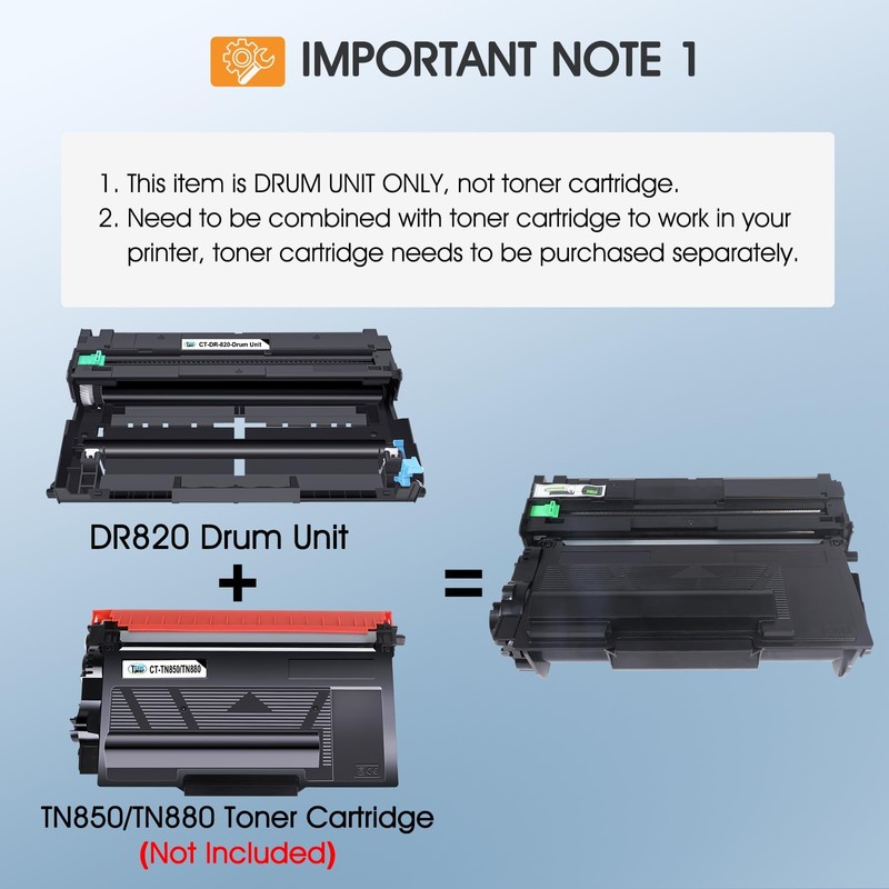 DR820 DR-820 DR 820 Drum Unit Black Compatible for Brother