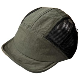 TUISKU 5 Panel Cap Short Brim Mesh Hat Jet Cap Shallow Casual Fishing Outdoor Men's Free Size A, green, Free size