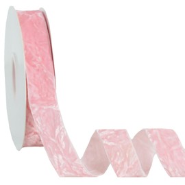 RIBBOOO Pink Velvet Ribbon 1 inch x 10 Yards Luxury Crushed Velvet Ribbon for Bows Flower Bouquets Christmas Tree Ornaments Gift Wrapping Wreath Decoration Invitation Holiday Decor