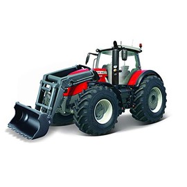 Bburago | Farm Collection | Tractor with Massey Fergusson Loader for Reaming | Replica of a 1:43 Scale Model Car | Red | Toy for Children to Collect | B18-31633