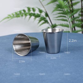 AUEAR, 6 Pack 2.3 Oz Stainless Steel Shot Glass Espresso Cups Barware Drinking Vessel for Bar Home Restaurant