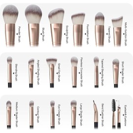 케이스 포함 메이크업 브러시 MAANGE 18개 프리미엄 합성 전문 세트 브러시 얼굴 MAANGE 18-Piece Premium Synthetic Professional Makeup Brush Set with Case for Face [Black Gold]