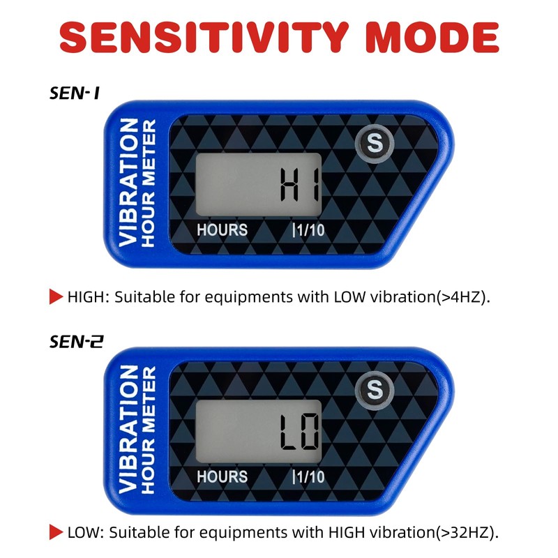 RileyFine Wireless Vibration Hour Meter Resettable Digital Maintenance Timer, User