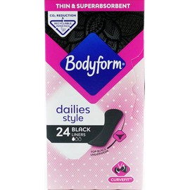 Bodyform Dailies Style 28 Black Liners Multipack Bundle 2 Pack (56 Panty Liners)